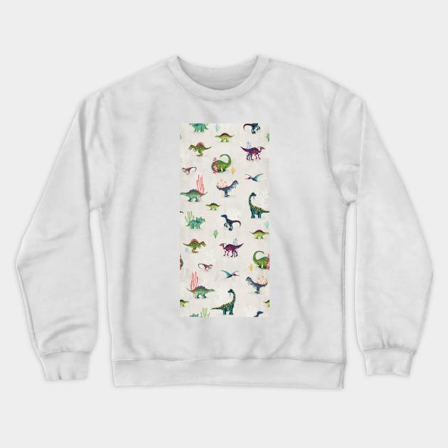 Ditsy bright dinosaurs Crewneck Sweatshirt by katherinequinnillustration